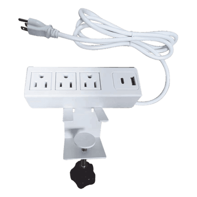 Tomacorriente para Escritorio / 3 Contactos 110VCA / 2 Puertos USB-A y USB-C PD / Bracket Ajustable / 154.7 x 38 x 48.7 mm EM-3AC-WH EPCOM POWERLINE