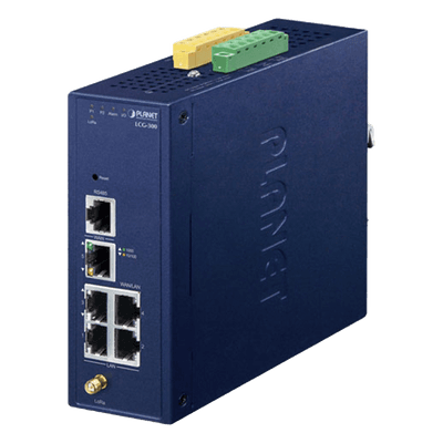 Gateway Industrial LoRaWAN / 5 Puertos 10/100/1000T / Banda 902-928 MHz / 2 E/S Digitales / IP30 / -40 a 75 °C LCG-300 PLANET