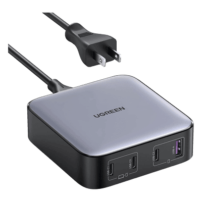 Cargador de Escritorio de 100W | 4 Puertos de Carga Rápida | 3 USB-C | 1 USB-A | Tecnología GaN II +SIC | Power Delivery 3.0 | Quick Charge 4.0 | Chip Confiable y Carga Inteligente | Optimiza la Experiencia de Carga 90736 UGREEN