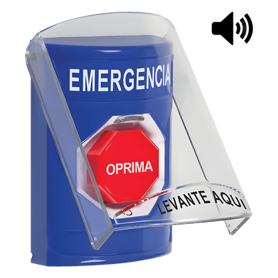 Botón Multipropósito / Superficie / Tapa Policarbonato / Bocina Integrada / Texto Emergencia Español / ADA Compatible / 2.4 in x 3.5 in SS24A9EM-ES STI