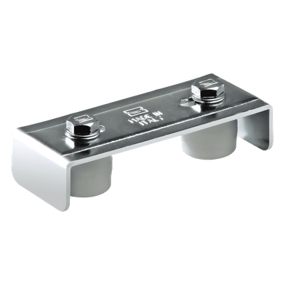 Placa Guía para Puerta Corrediza / Ajustable 30 a 60 mm / Acero Galvanizado / Rodillos Nylon / Fijación por Soldadura