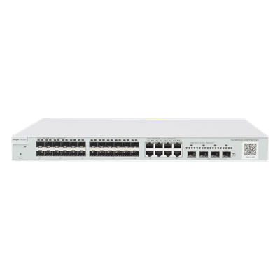 Switch Capa 3 Administrable / 24 Puertos SFP 1G / 8 Puertos Combo 10/100/1000 / 4 Puertos SFP+ 10G / 128 Gbps / 96 Mpps RG-NBS5200-24SFP/8GT4XS RUIJIE
