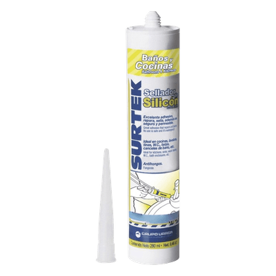 Silicón Sellador / Resistente -40°C a 100°C (-40°F a 212°F) / Antimoho y Antibacterias / Secado 24 Horas / 280 ml / Zonas Húmedas SYS-113-452 SURTEK