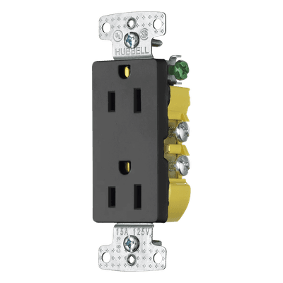 Receptáculo Duplex Decorador / 15A 125V / 2 Polos 3 Hilos / NEMA 5-15R / Negro HUB-RRD-15BK HUBBELL
