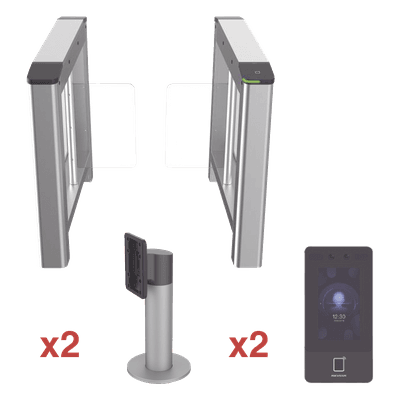 Kit de Torniquete con Terminales Faciales / Montajes Incluidos / Izquierdo y Derecho / Carril 90 cm (2.95 ft) / 3,000,000 MCBF / 4 Pares de IR DS-K3B220-KIT HIKVISION