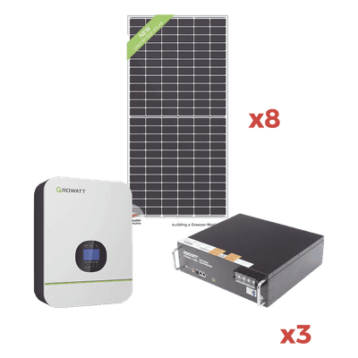Kit Solar Autónomo / 4400Wp / 14.976kWh / 3000W Inversor / 120Vca / 1400W Max / 10h Operación KITAMIN110 EPCOM POWERLINE