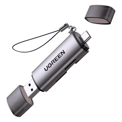 Lector de Tarjetas / USB-C 3.1 + USB-A 3.0 / 5 Gbps / Dual Ranura SD/MicroSD / Lectura Simultánea / Aluminio / OTG 50706 UGREEN