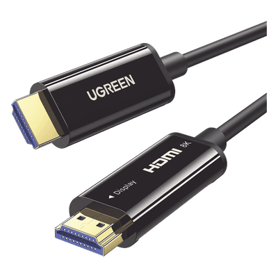 Cable HDMI de 30 Metros (98.43 Pies) por Fibra Óptica 8K@60Hz / Fibra de 4 Núcleos + Cobre EstaÑado de 7 Núcleos / Compatible con HDMI 2.1 / Alta Velocidad 18 Gbps / 3D / HDR / Caja de Aleación Zinc / Premium 80409 UGREEN