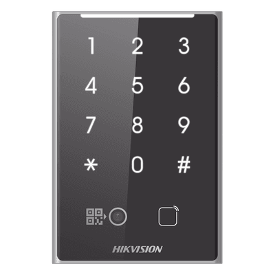 Lector de Acceso / Tarjetas PROX EM 125 kHz / Código QR / Teclado / RS485 y Wiegand / IP65 DS-K1109EKB-QR HIKVISION