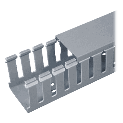 Canaleta Ranurada de PVC con Tapa / Tipo F / 32 mm Ancho x 28.7 mm Alto / 2 m (6.56 ft) Largo / Gris FC1X1LG2 PANDUIT