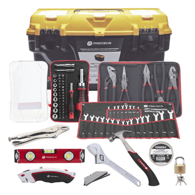 Juego de Herramientas Multitareas / Caja 44x26x23 cm / 24 Llaves Combinadas / Martillo 16 oz / 65 Puntas Intercambiables TOOL-SET-004 PRECISION