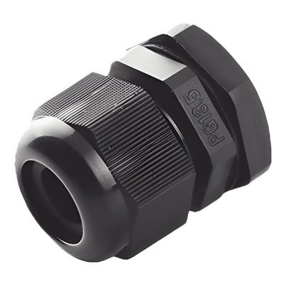 Conector Tipo Glándula / Cable 6-12 mm / Rosca 20.2 mm (51/64') / Plástico Negro / Uso Industrial