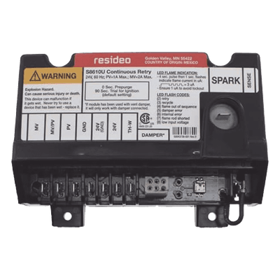 Módulo de Encendido Intermitente / Piloto de Gas Natural o LP / Detección Varilla Simple o Doble / 24 VCA 60 Hz / Cierre 100% Gas / LED Diagnóstico