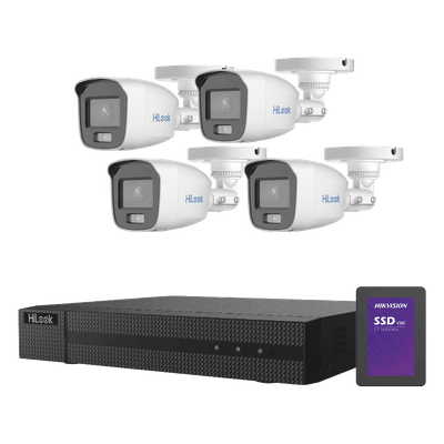 Kit TurboHD / 2 Megapixel / 5 Canales / ColorVu 20 m (65.6 ft) / SSD 1 TB / Audio Integrado HL-1080-CV/A/1TB HiLook by HIKVISION
