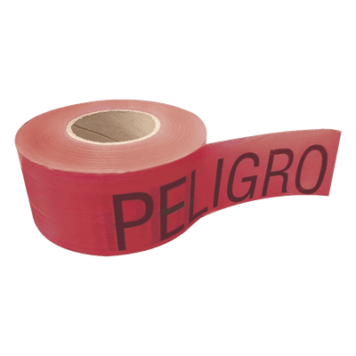 Cinta de Barricada / 100 m (328.1 ft) / Ancho 76 mm (3") / Polipropileno UV / Espesor 0.4 mm / Leyenda PELIGRO