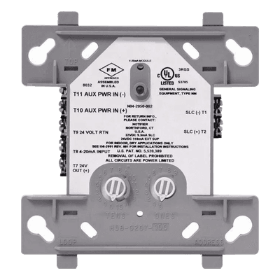 Módulo de Entrada Analógica Direccionable / Conversión 4-20 mA / Tecnología FlashScan / 2 o 3 Hilos / Compatible con Panel NFS2-3030