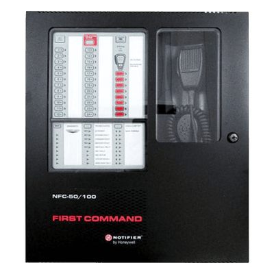 Panel de Evacuación por Voz / 50 o 100 W / 25 V / 8 Circuitos de Altavoces / 14 Mensajes Programables / Batería 26 Ah NFC-50/100 NOTIFIER