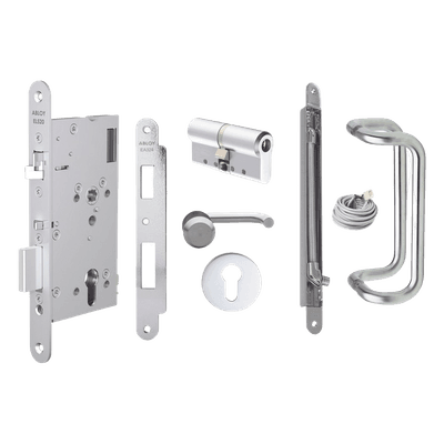 Kit de Cerradura Motorizada / Perfil Europeo / Puerta Sólida / Apertura por Control de Acceso / Emergencia por Manija Interior EL520KITSYS111 ABLOY