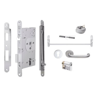 Kit de cerradura electrificada / Perfil angosto / Barra antipánico / Acero inoxidable / Control de acceso EL460KITSYS145 ABLOY