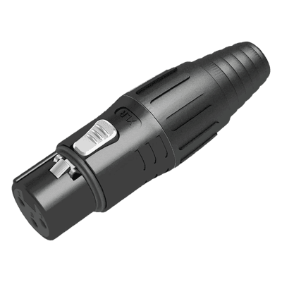 Conector XLR hembra / Carcasa negra / Contactos plateados / Abrazaderas 3.5-8 mm / Diseño sin anillo SCSF3-B SEETRONIC