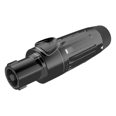 Conector Speakon Hembra / 4 Polos / 30 A / IP54 Acoplado / Carcasa Metálica Negra / AWG10 SLDF4-B SEETRONIC