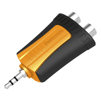 Adaptador de Audio / 3.5 mm Estéreo a 2 RCA Hembra / Carcasa de Plástico / Precableado MMJ3-2RF SEETRONIC
