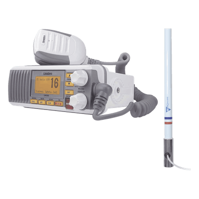 Kit de radio marina VHF / 156-163 MHz / Antena 2.4 m (7.9 ft) / 25 W / IPX4 / GPS integrado UM385/KIT5101 UNIDEN
