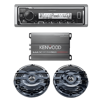Kit de estéreo marino con Bluetooth / Amplificador Clase D 400W / Bocinas resistentes al agua 50W RMS / Pantalla 255 segmentos KEA4/1653MRB JVC  KENWOOD