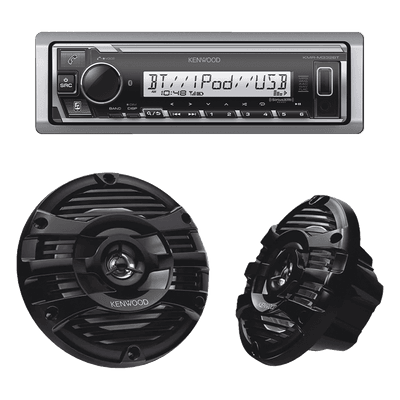 Kit Estéreo Marino / Bluetooth / Bocinas 6.5" / 50 W RMS / Ecualizador 13 Bandas / 3 Salidas Preamp 4.0V