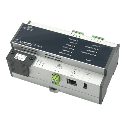 Etapa de potencia IP / 50W / Baja impedancia / Entradas Line In + PIN / Reproductor WAV MP3 Internet Radio / Control web / 160x85.5x65 mm (6.3x3.4x2.6 in) 10206 EGI AUDIO SOLUTIONS