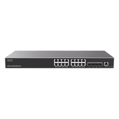 Switch Capa 3 PoE+ Administrable / 16 Puertos Gigabit + 4 SFP+ 10G / 240W PoE / 112 Gbps / Montaje en Rack
