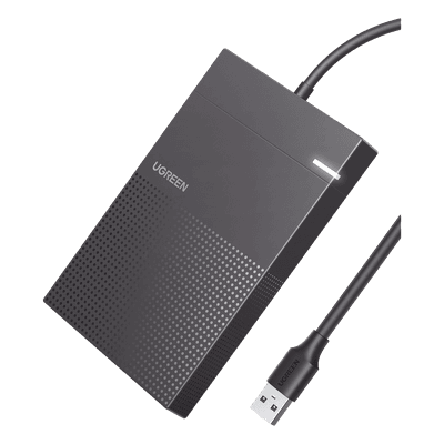 Carcasa de Disco Duro 2.5'' (Enclosure) | Adecuado para HDD y SSD de 2.5” | Chip Inteligente | UASP & TRIM | Led Indicador | ABS | Hibernación Automática | Compatible con SATA I II III, HDD, SSD de hasta 6TB. 30719 UGREEN