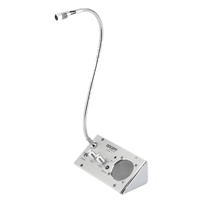 Sistema de Intercomunicación de Ventanilla / Audio Bidireccional / Captación 50 cm / Micrófono Dual Interior y Exterior / Carcasa de Aluminio Espacial / 12V / 2W