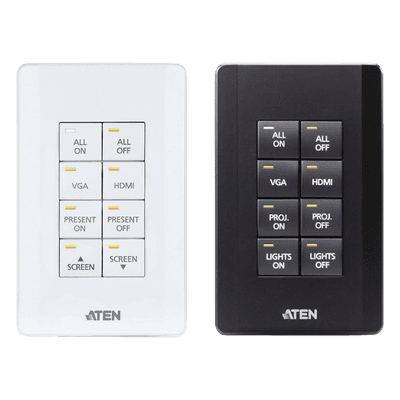 Teclado de control / 8 botones configurables / 14 combinaciones / Ethernet 10/100 / Montaje 1GANG / 4.58x2.78x1.53 in VK108US ATEN