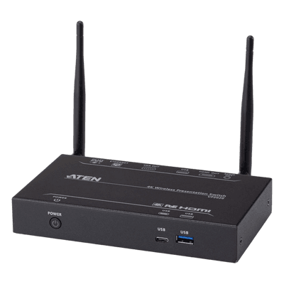 Switch de Presentaciones Inalámbrico / 4K UHD 30 Hz / VGA 1080p / Multivista 2 Fuentes / PoE / Control USB Posterior VP2020 ATEN