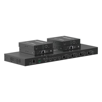MATRICIAL Y EXTENSOR DE VIDEO HDMI 4 x 4 / 4 Entradas HDMI / 4 Salidas HDMI Loop / 4 Salidas RJ45 para Extender la señal 70 metros por salida /4K / Conmutación por RS232, Control Remoto o Ethernet. TT844 EPCOM TITANIUM