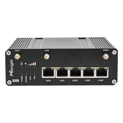 Router Celular Industrial / 4G LTE Dual SIM / WiFi / Ethernet / RS232 / RS485 / IP30 / -40°C a 70°C / 9V-48V DC UR35-L04AF-W MILESIGHT