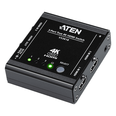 Conmutador HDMI / 3 Entradas 1 Salida / 4K@60Hz 4:4:4 / 18 Gbps / HDR10 Dolby Vision / HDCP 2.2 VS381B ATEN