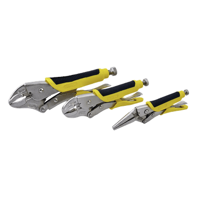 Juego de Pinzas de Presión / 3 Piezas / Acero al Cromo Molibdeno / Mangos Bimateriales Aislantes / ASME B107.500