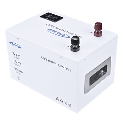 Batería de Litio LiFePO4 12.8Vcc, 100Ah, 1.28KwH, Pantalla LCD para Monitoreo Local, Carcasa Metálica LFP100EP128 EPEVER