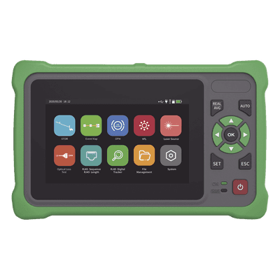 OTDR Touch / Longitudes de Onda 1310nm y 1550nm / Rango Dinámico 26/24 dB / VFL 10mW / OPM / Mapeo de Cables RJ45 / Batería 5000 mAh / Alcance hasta 260 km LP-OTDR-T LINKEDPRO BY EPCOM