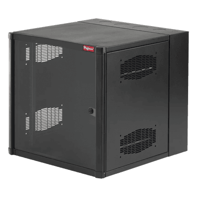 Gabinete de Pared para Rack / 12 UR / 19 Pulgadas / Puerta con Vidrio Templado / 600 mm (23.6 in) Ancho / Ventilación Cruzada / Negro
