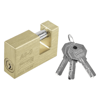 Candado para Cortina Metálica / 11 Pernos de Combinación / Cilindro de Latón Macizo / Pasador de Acero Cementado en Cromo / Anti-Palanca / Anti-Impacto / Anti-Segueta MX2185 PHILLIPS-ASSA ABLOY