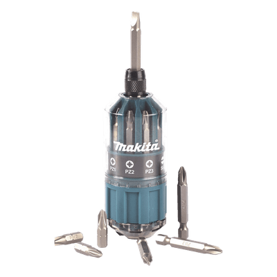Desarmador manual / 18 puntas intercambiables / Phillips PH2-PH5 / Pozidriv PZ1-PZ3 / Planas SL4-SL6 / Acero cromado vanadio B43000 MAKITA