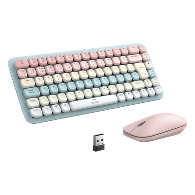 Paquete de Teclado y Mouse | 85 teclas en Español | Bluetooth y 2.4GHz | Mouse Ambidiestro | Sensor de DPI ajustable | Efectos de Iluminación del Teclado | Amplia compatibilidad | Color Rosa. 25178 UGREEN