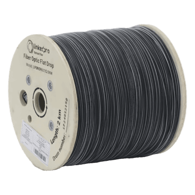 Carrete de Fibra Óptica Drop Plana / 2 km / G.657A2 Monomodo / 1 Hilo / Dieléctrica / Interior-Exterior / 6,562 ft