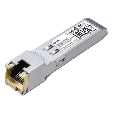 Transceptor mini-GBIC SFP+ RJ45 / 10GBASE-T a 100BASE-TX / Hasta 30 m (98.4 pies) / Metal TL-SM5310-T TP-LINK