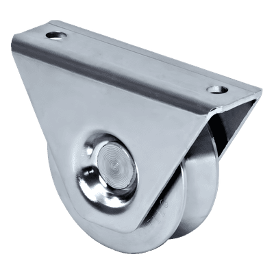 Rueda para Puerta Corrediza / Acero Galvanizado 10 cm (3.9 in) / Capacidad 220 kg / Canal Tipo V / Montaje Inferior / 1 Rodamiento 1150-9040-001 COMUNELLO