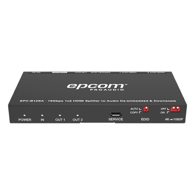Splitter HDMI / 1x2 Distribución Simultánea / 4K@60Hz 4:4:4 HDR / Extractor de Audio Óptico y Analógico / Down-Scaler 4K a 1080p / 18 Gbps / HDMI 2.0b EPC-B12SA EPCOM PROAUDIO
