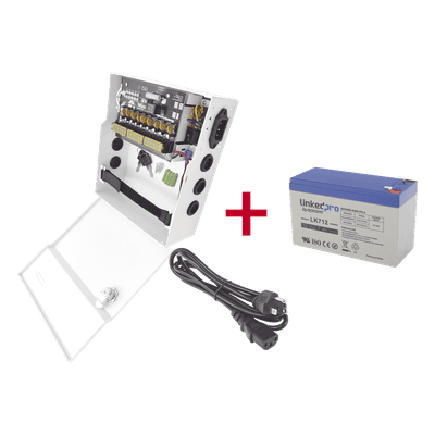 Fuente de Alimentación con Batería de Respaldo / 11-15 VCC / 10 A / 9 Canales / Entrada 96-264 VCA / Batería 12 VCC 7 Ah PLK12DC8ABK/K EPCOM POWERLINE